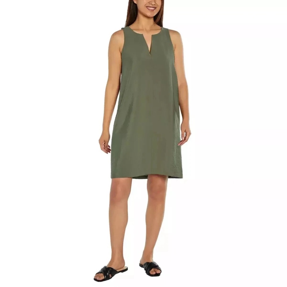 Banana Republic Relaxed Fit Shift V-Neck Sleeveless Dress Olive Green